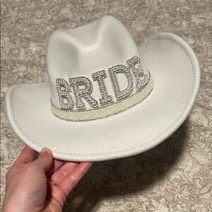 White Bride Embellished Cowboy Hat